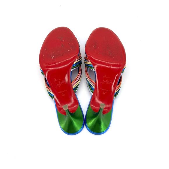 Christian Louboutin Multitaski 70 Confetti Kitten Heel Mules 37 Sandals - Picture 6 of 7